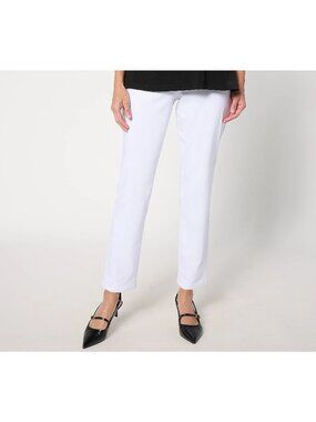 Susan Graver Petite Ultra Stretch Slim Leg Petite 14 White LN/WT